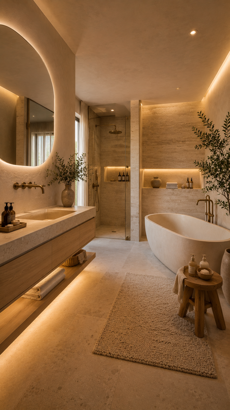 🥉 Best 3 Warm Modern Cozy Bathroom Ideas With Architectural Details