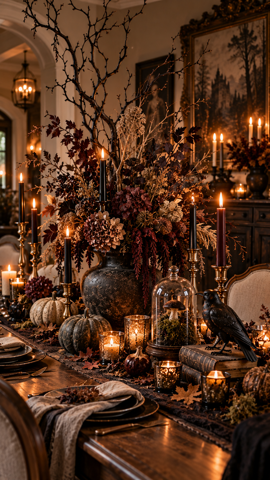 🥉 Top 3 Homemade Halloween Decorations With a Dark Botanical Candle Centerpiece