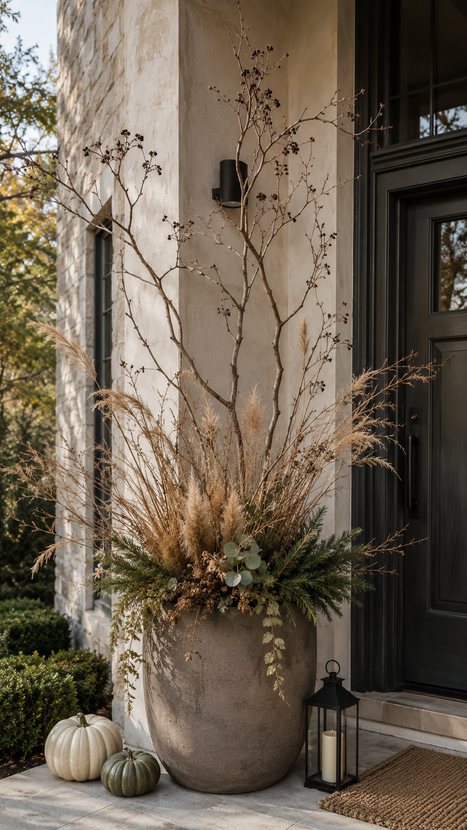 🥉 Top 3 Minimalist Fall Planter Ideas With Sculptural Branches and Dried Grasses