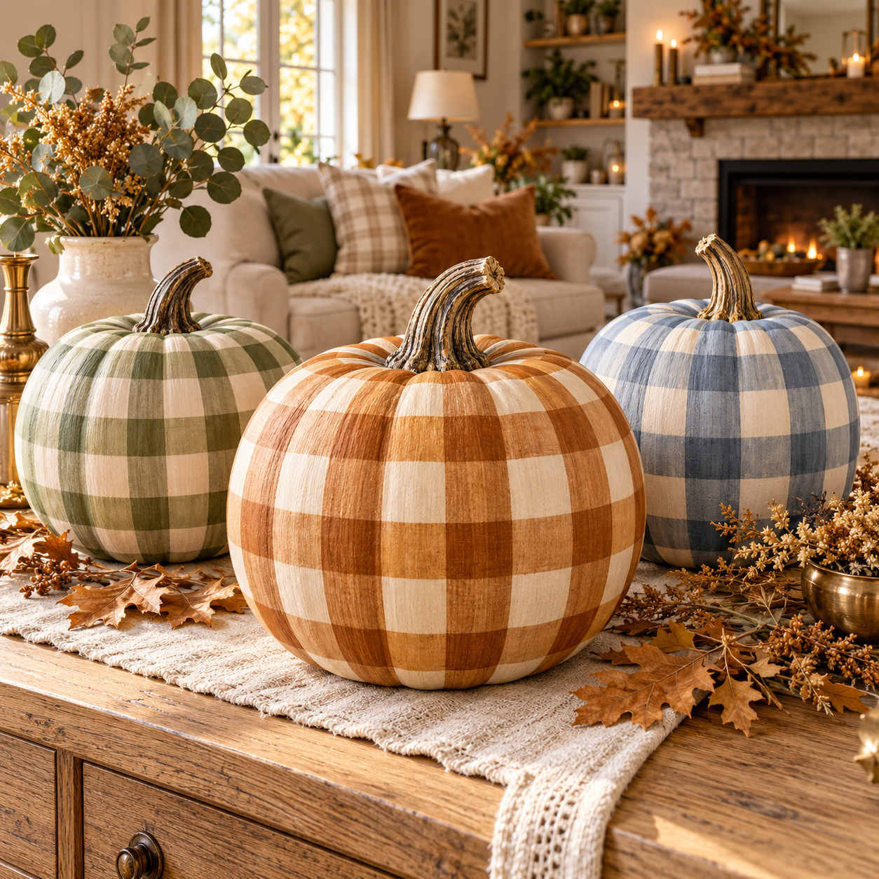 Best 3 Gingham Painted Pumpkin Ideas That Make Fall Decor Look Charming and Expensive