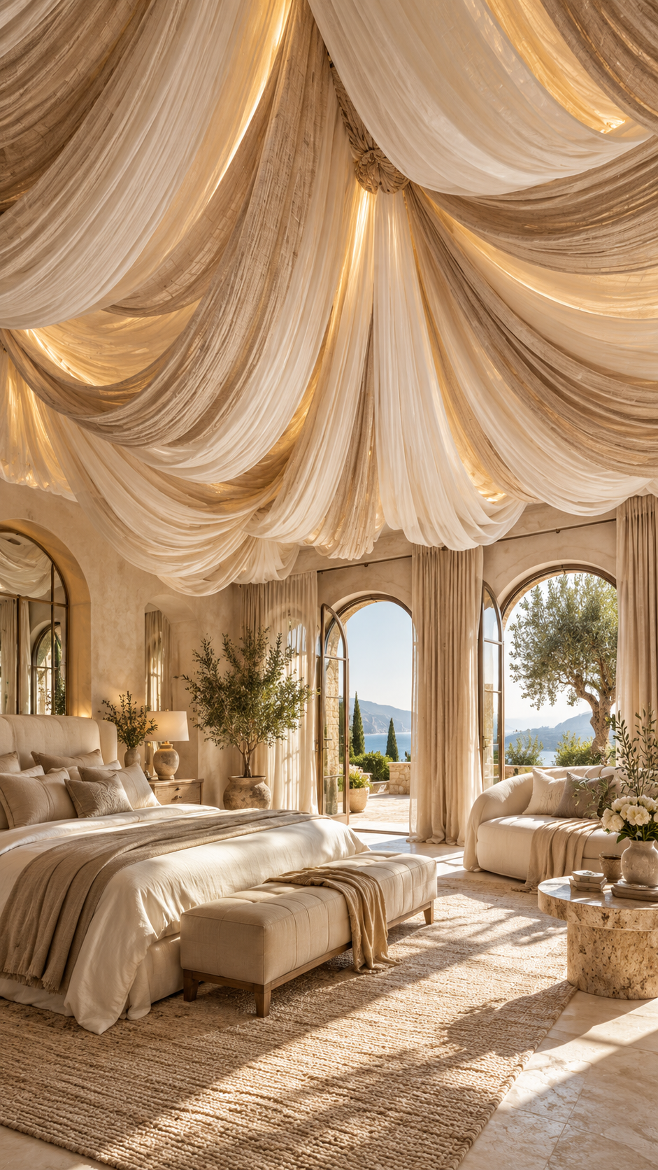 🥇 1 Romantic Flowing Fabric Ceiling With Dreamy Draped Canopy Elegance