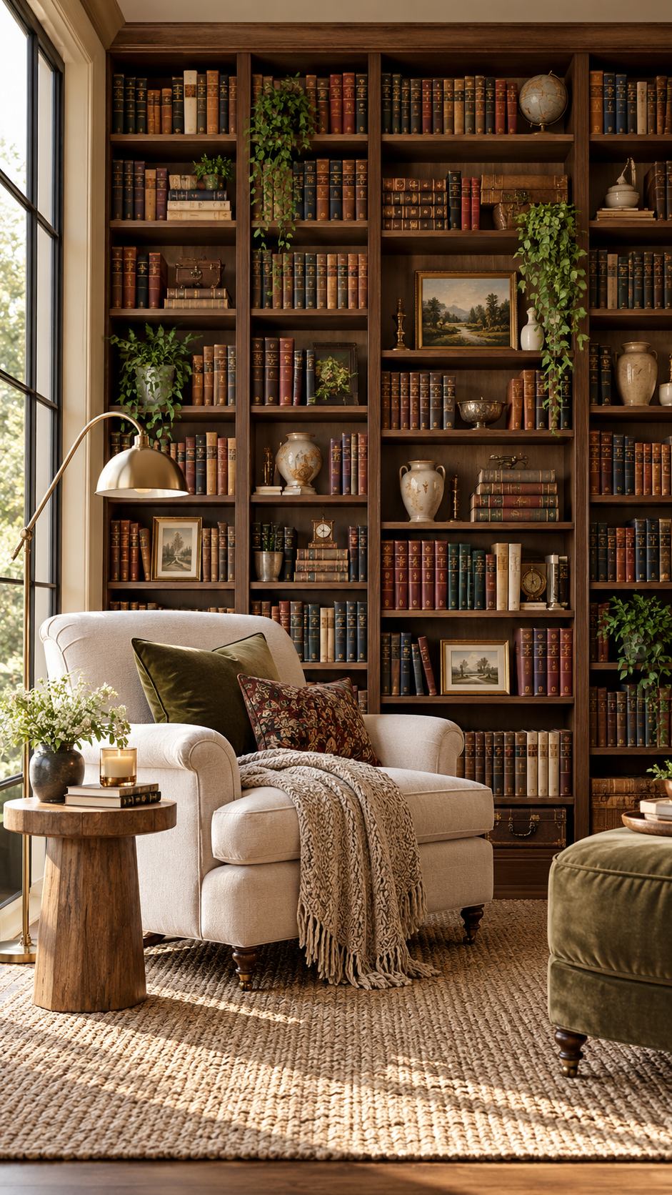 🥇 Best 1 Bookshelf Wallpaper Ideas With a Realistic Floor to Ceiling Library