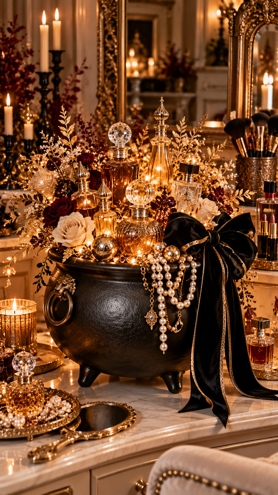 🥇 Best 1 Cauldron Decoration Ideas With an Enchanted Beauty Vanity and Golden Potion Elegance