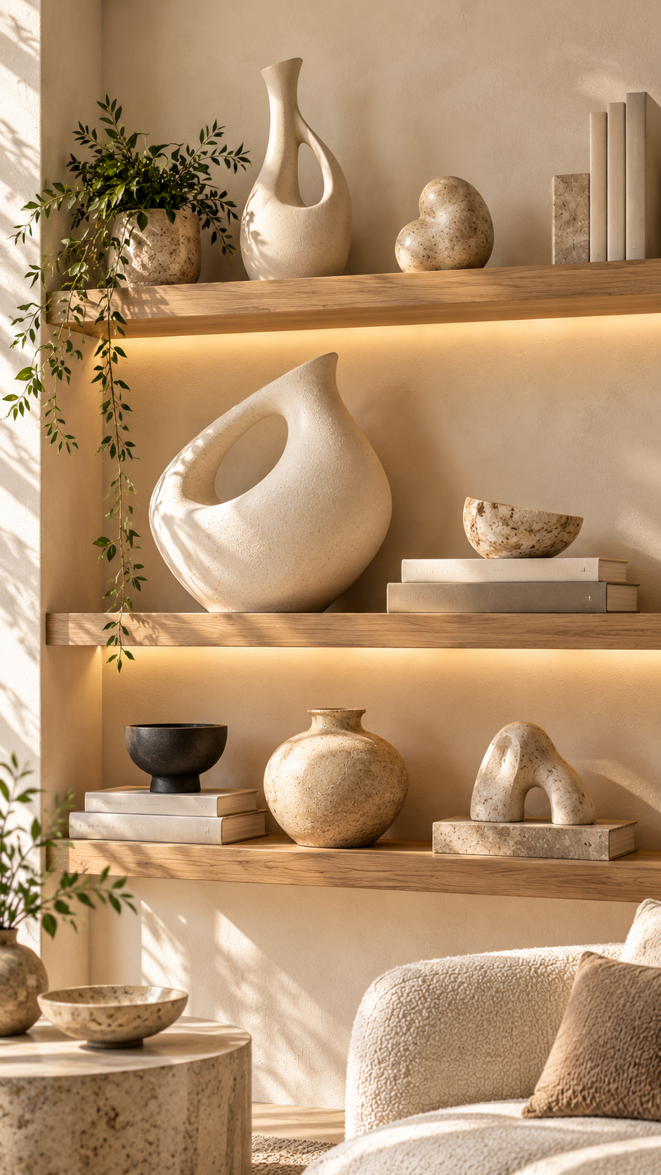 🥇 Best 1 Minimalist Shelf Decor With Sculptural Ceramics and Gallery Inspired Styling