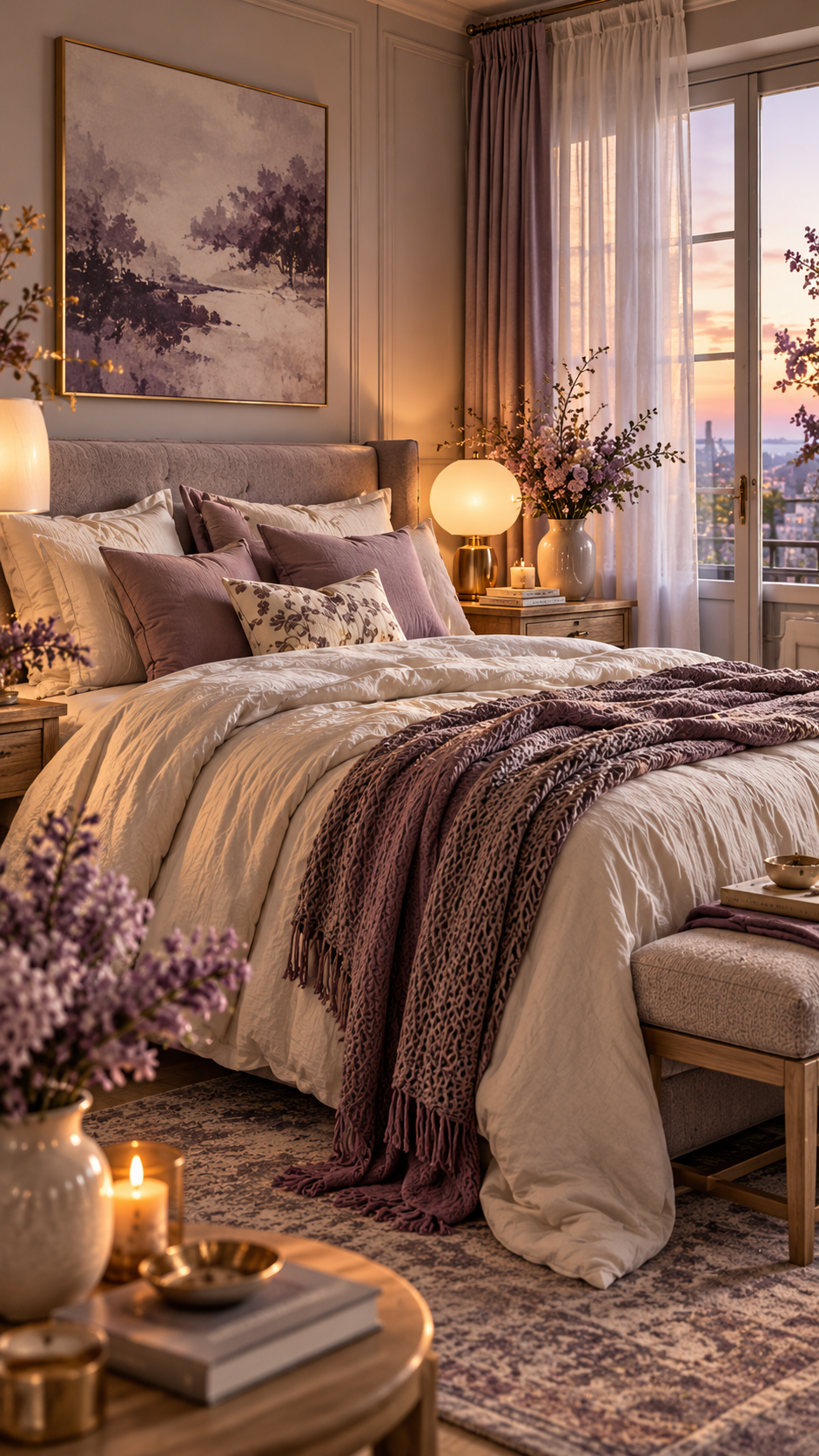 🥇 Top 1 Cozy Bedroom Aesthetic Moodboards With Twilight Linen and Muted Amethyst