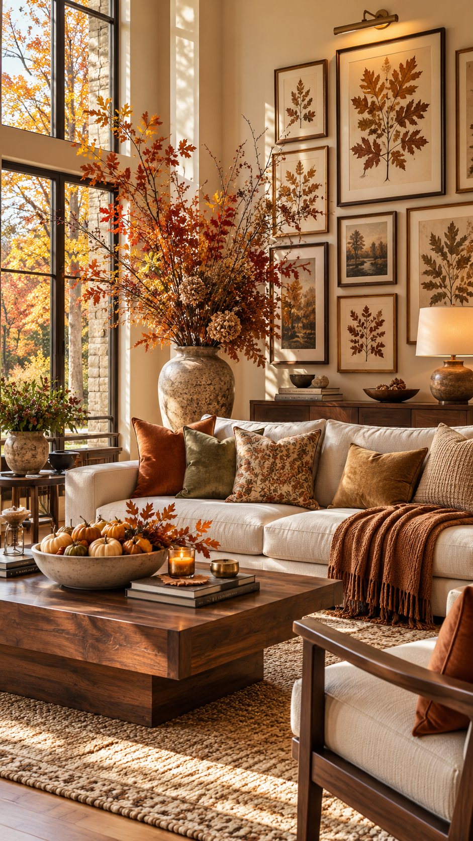 🥇 Top 1 Fall Living Room Inspo Ideas With Sculptural Autumn Branches and Botanical Gallery Styling