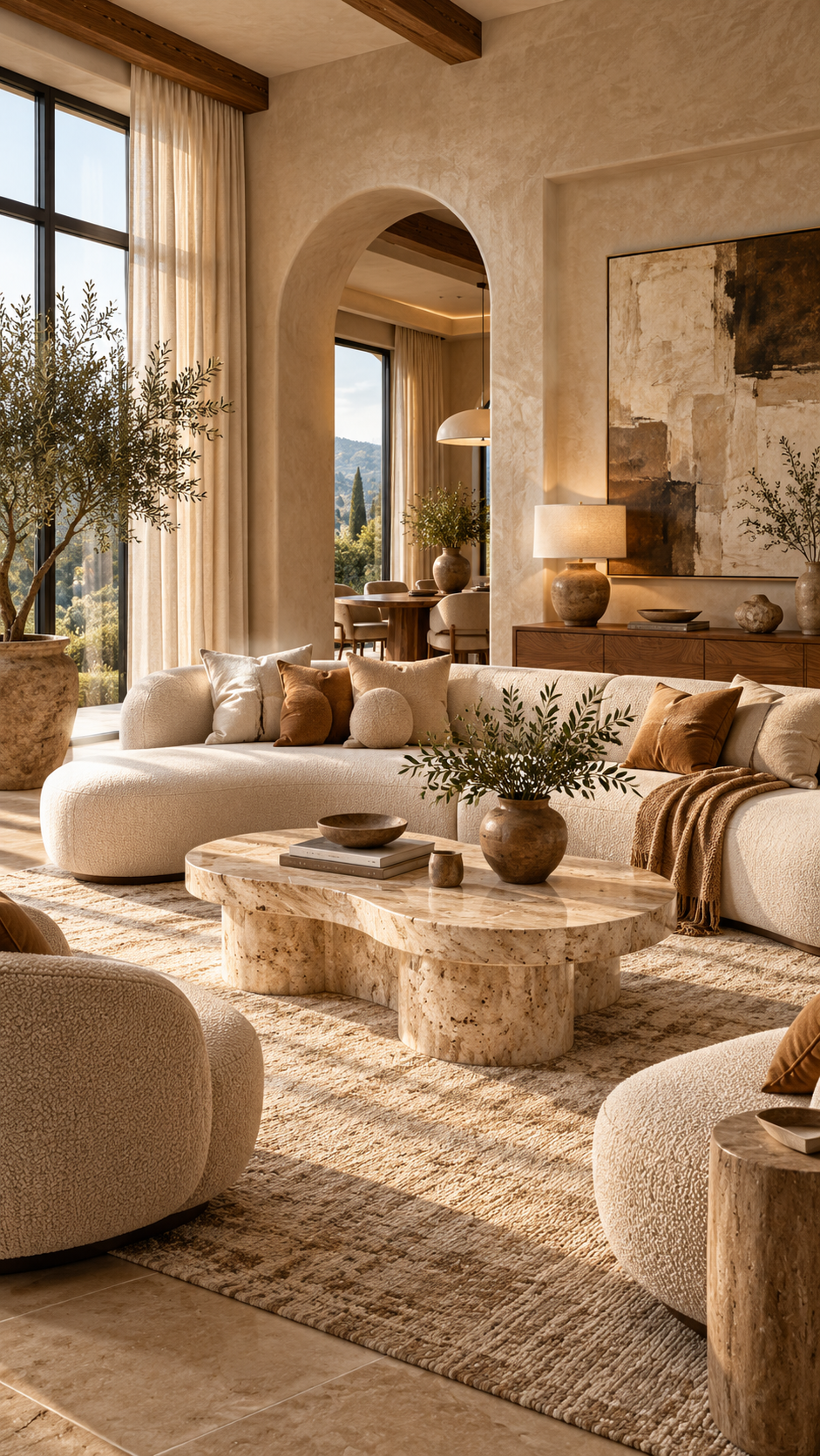 🥈 2 Warm Neutral Living Room Inspo With Organic Modern Luxury