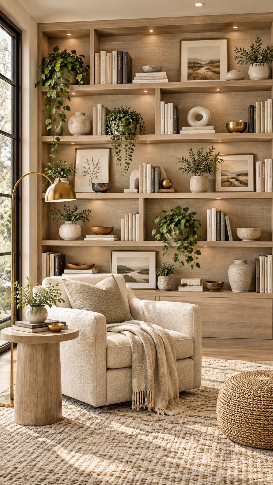 🥈 Best 2 Bookshelf Wallpaper Ideas With Modern Styled Shelves