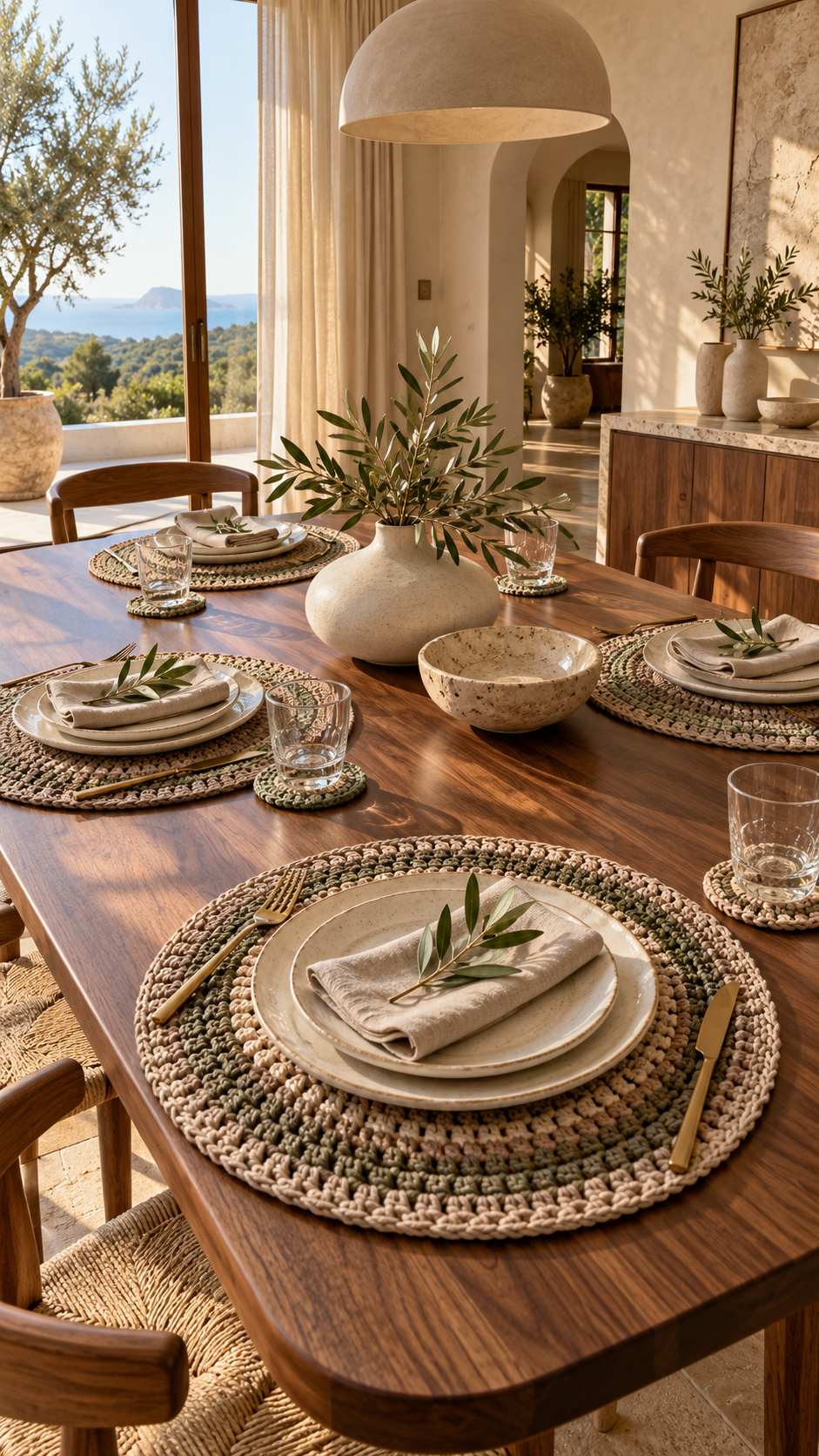 🥈 Best 2 Crochet Table Decorations With Modern Textured Placemats and Organic Minimalist Styling