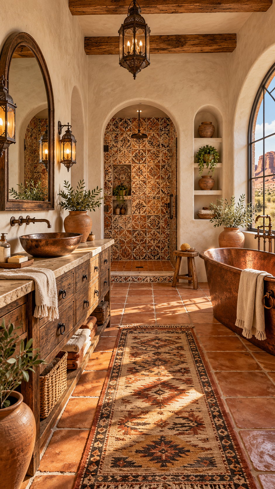 🥈 Best 2 Southwestern Style Bathrooms With Rustic Terracotta and Romantic Hacienda Charm
