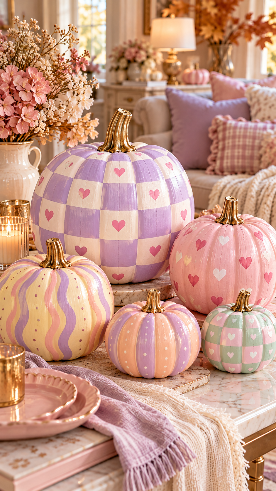 🥈 Top 2 Painting Pumpkins Ideas DIY Girly With Candy Pastel Patterns and Playful Cute Designs 🍬