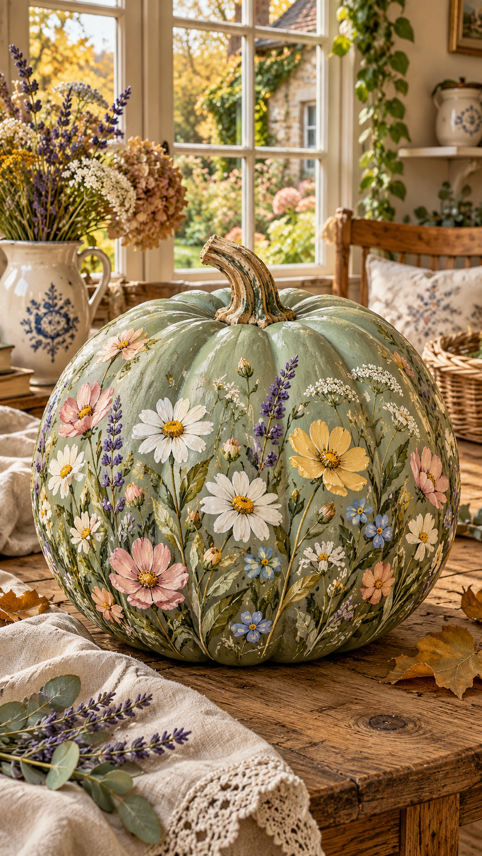 🥉 3 Floral Painted Pumpkin Ideas With Whimsical Wildflowers and Cottage Garden Charm