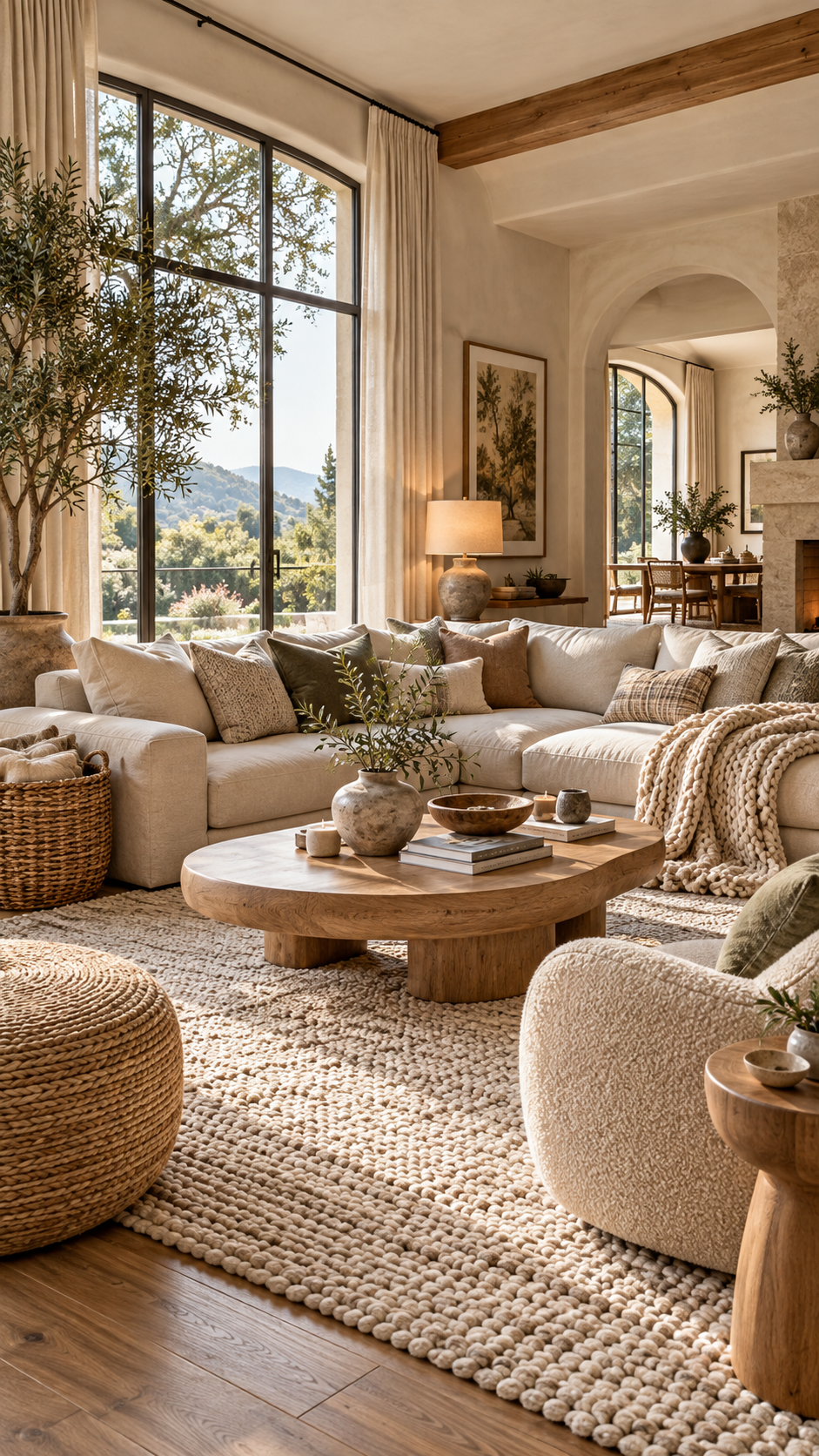 🥉 3 Modern Organic Living Room Ideas With Cozy Layered Natural Textures