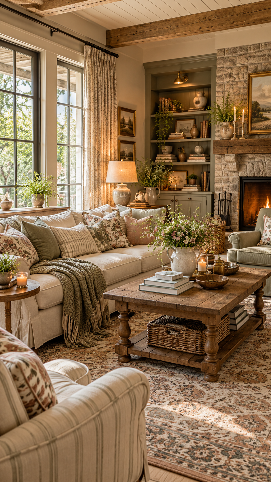 🥉 Best 3 Cozy Living Room Inspo Ideas With a Charming Layered Cottage Retreat