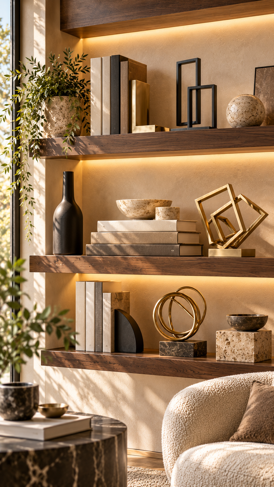 🥉 Best 3 Minimalist Shelf Decor With Architectural Book Stacks and Modern Metal Accents