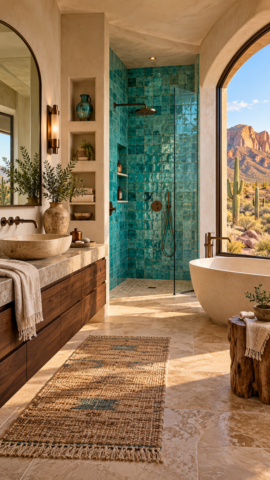🥉 Best 3 Southwestern Style Bathrooms With Modern Desert Luxury and Bold Turquoise Accents