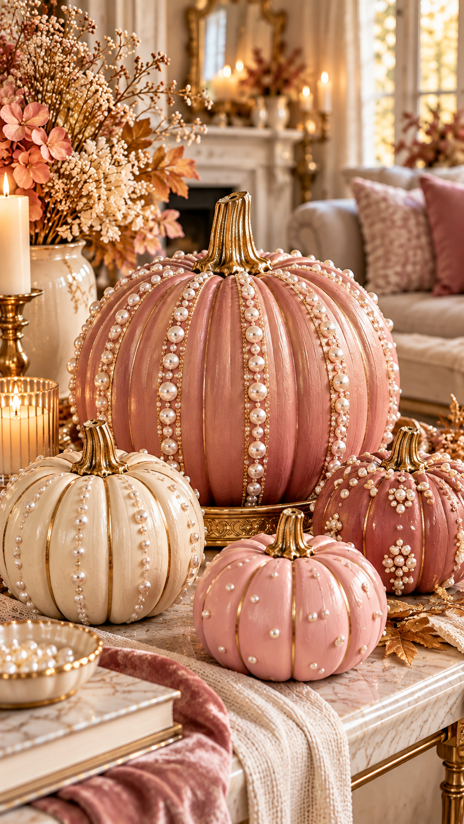 🥉 Top 3 Painting Pumpkins Ideas DIY Girly With Pearls and Champagne Gold Glamour ✨