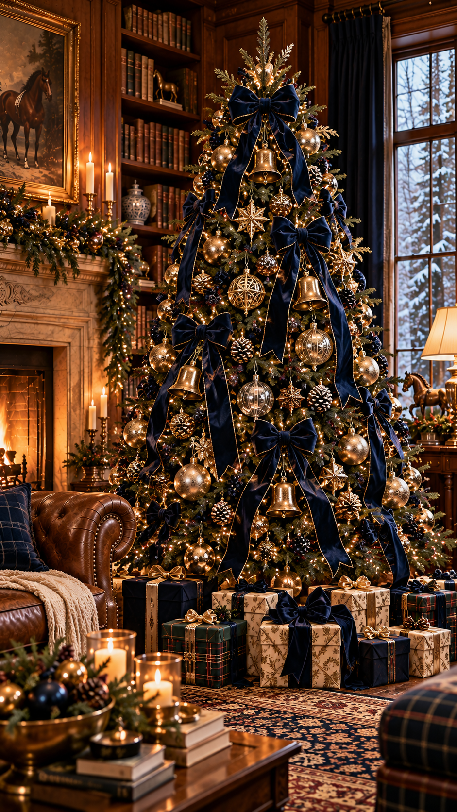 🥉 Top 3 Ralph Lauren Christmas Tree With Navy Velvet Ribbons and Vintage Brass Accents